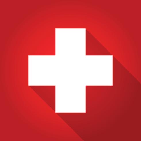 first aid long shadow icon vector