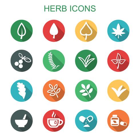 herb long shadow icons vector