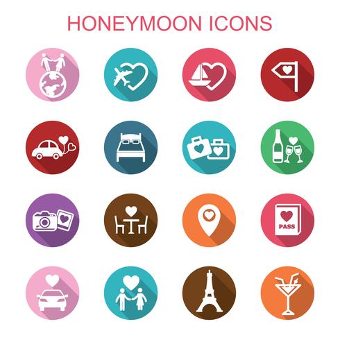 honeymoon long shadow icons vector