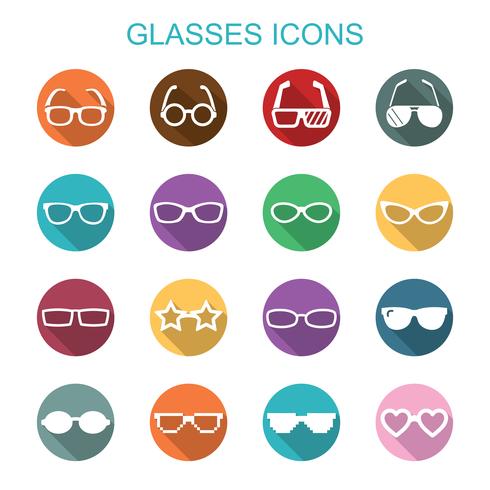 glasses long shadow icons vector