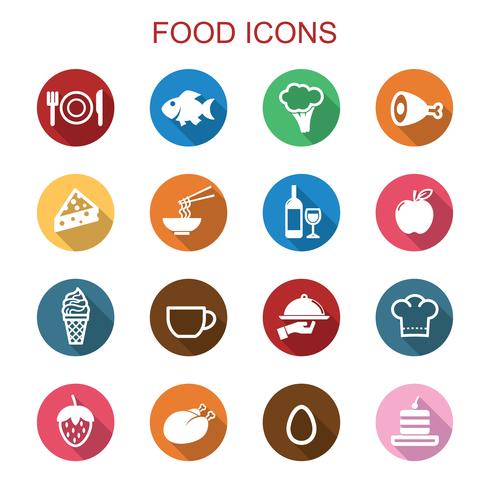 food long shadow icons vector