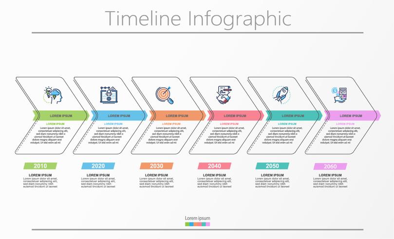 Visualización de datos empresariales. Iconos de infografía timeline diseñados para la plantilla de fondo abstracto. vector