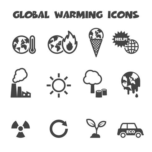 iconos del calentamiento global vector