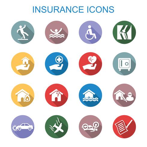 insurance long shadow icons vector