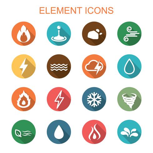 element long shadow icons vector