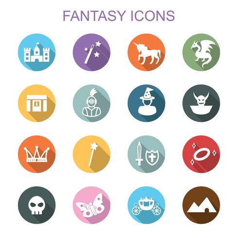 fantasy long shadow icons vector