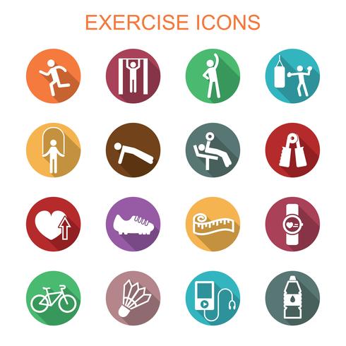 exercise long shadow icons vector