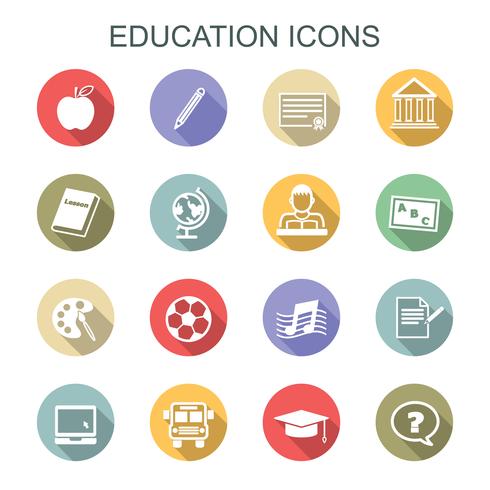 iconos de la larga sombra de educación vector