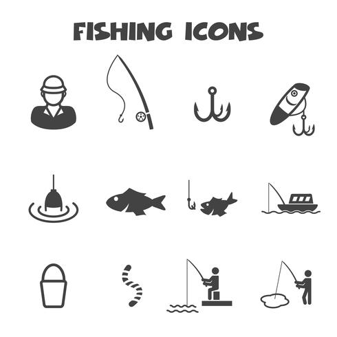 fishing icons symbol vector