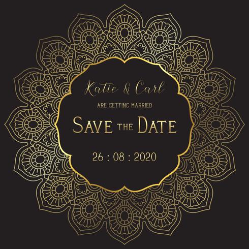 Save the date background with elegant mandala design vector