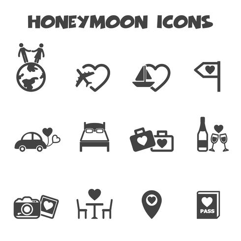 honeymoon icons symbol vector