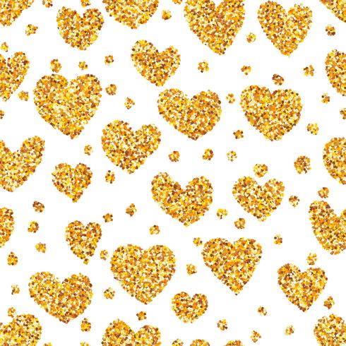 Gold sand on heart shape seamless background. vector