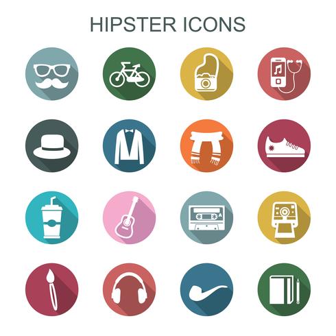 hipster long shadow icons vector