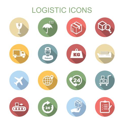 logistic long shadow icons vector