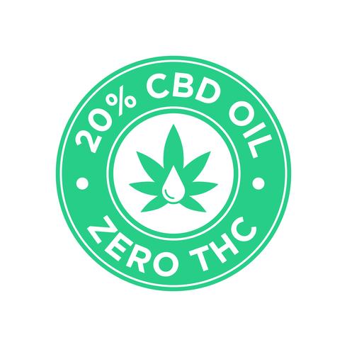 Icono de aceite de CBD del 20 por ciento. Cero THC. vector