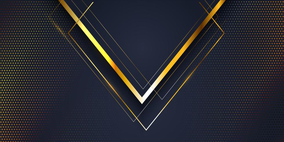 Abstract banner background with gold and blue modern design vector