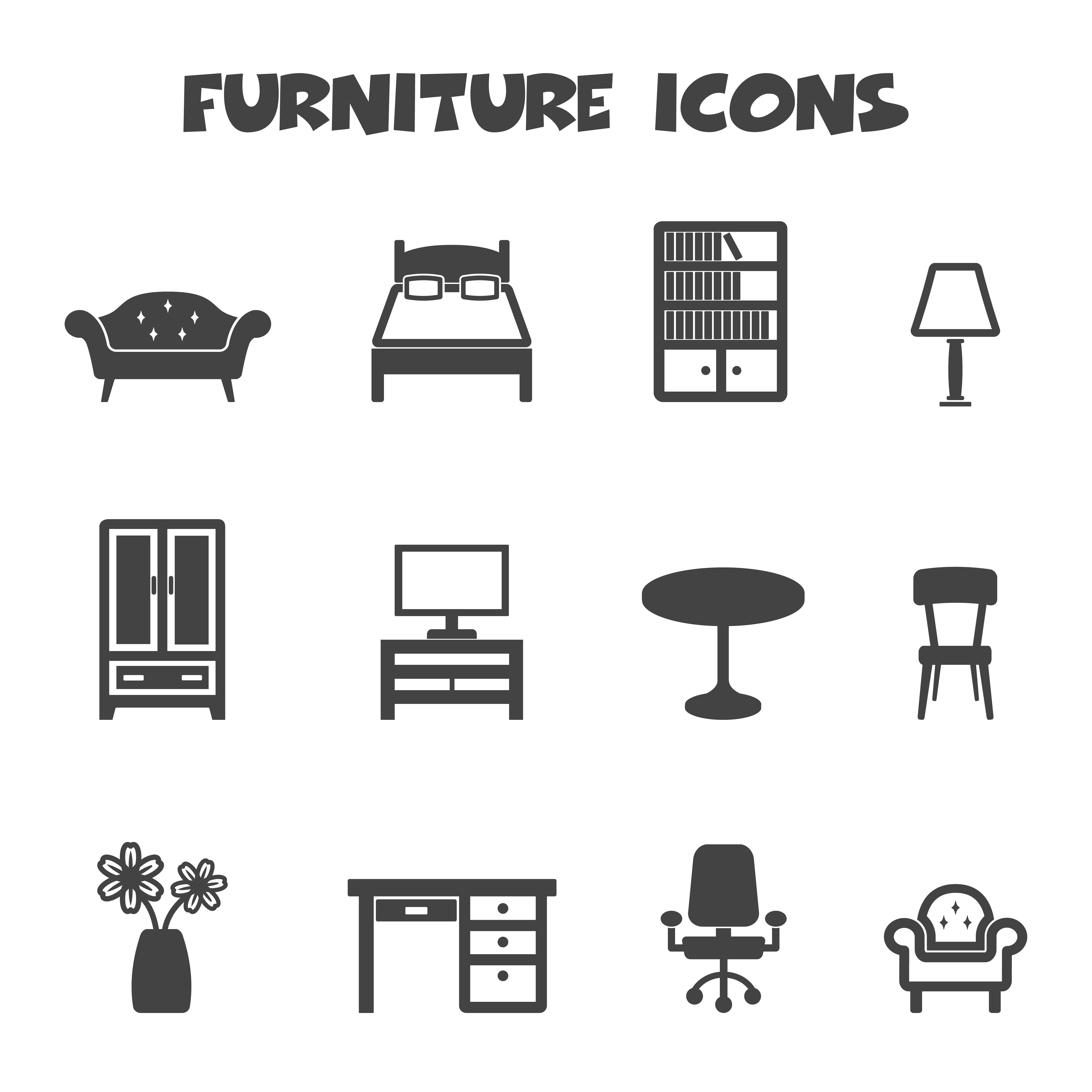 furniture icons symbol 633509 Vector Art at Vecteezy