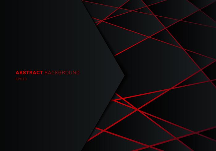 Abstract template black geometric polygon on red laser light neon futuristic technology design concept background with space for text. vector