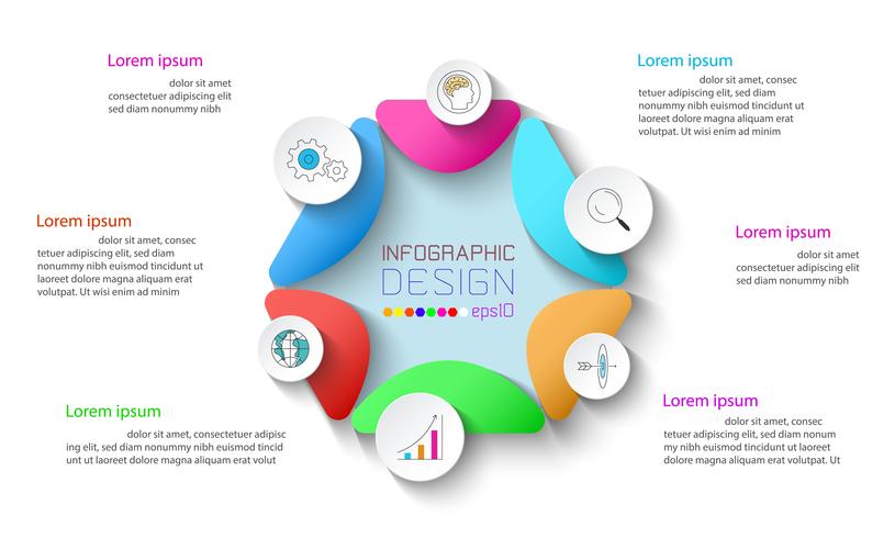 Business infographic with 6 steps. vector