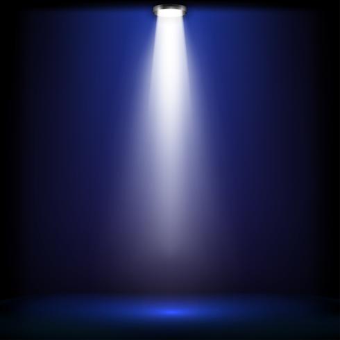 Studio lights for awards ceremony with blue light.  spotlights illuminate shines on the stage. Vector illustration. 