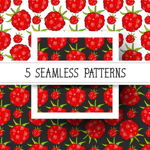 Set Seamless Background With Raspberries, Vector Ready For Your Design