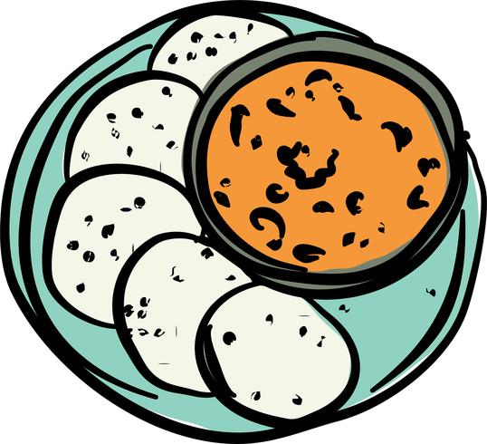 Ilustración de vector de idli sambar