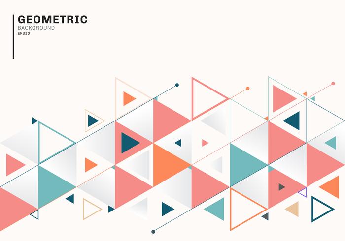 Abstract background template with colorful triangles and arrows for business and communication in flat style. Geometric pattern minimal design. vector