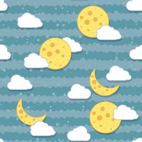 Seamless moon in the night pattern. vector