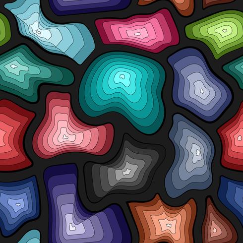 Abstract seamless pattern, with color concentric stripe pattern on dark background. vector