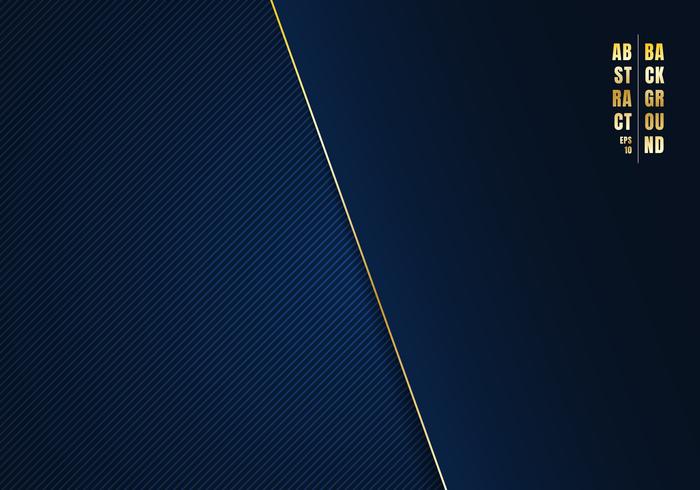 Abstract template diagonal lines striped dark blue gradient background and texture with golden line and space for your text. Luxury style. You can use for your business. vector