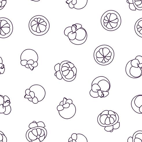 Mangosteen doodle hand drawn seamless background. vector