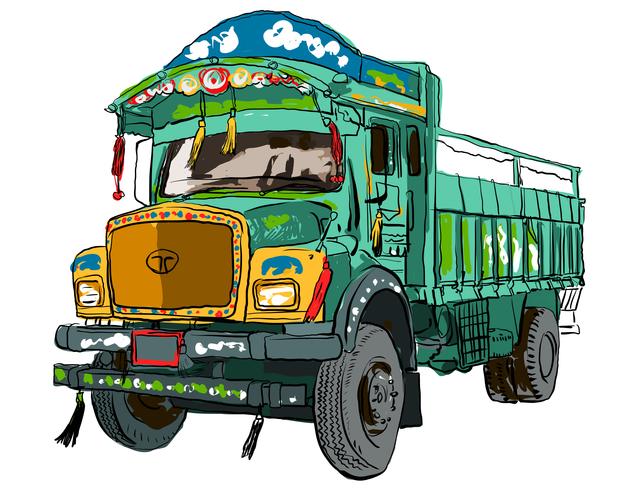 Indian Truck Vector Art
