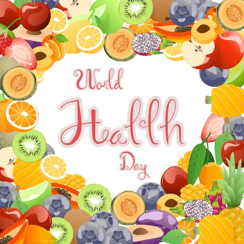 Fruits collection for world health day. vector