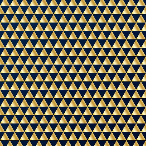 Geometric gold triangles luxury seamless pattern on dark blue background. Gold and blue colors design elements for elegant festive projects and awards. vector