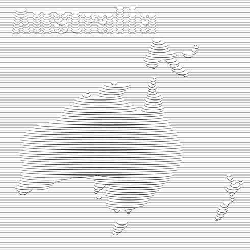 Línea abstracta del mapa de Australia en arte gráfico de vector. vector