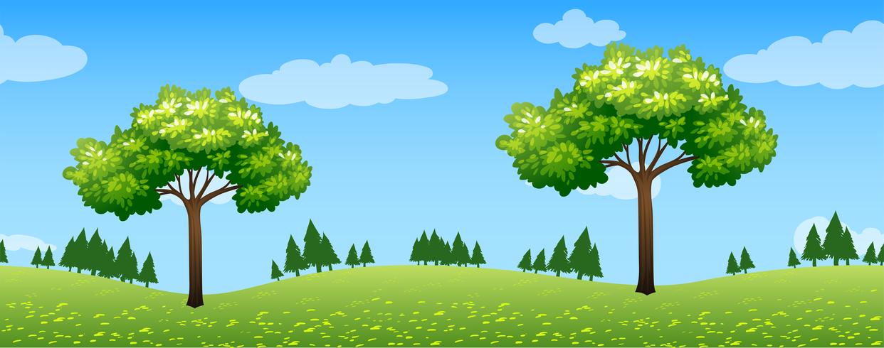 Seamless scene with trees in park vector