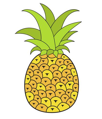 Frutas de verano para un estilo de vida saludable. Fruta De La Piña. Ilustración vectorial de dibujos animados icono plana aislada vector