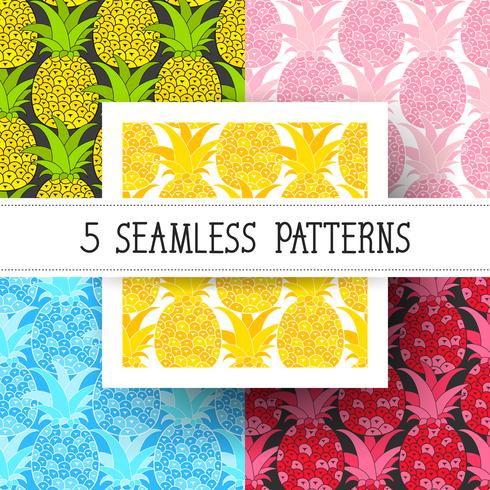 Set Pineapples seamless pattern. Tropical background. Vector illustration. Ready For Your Design, Greeting Card