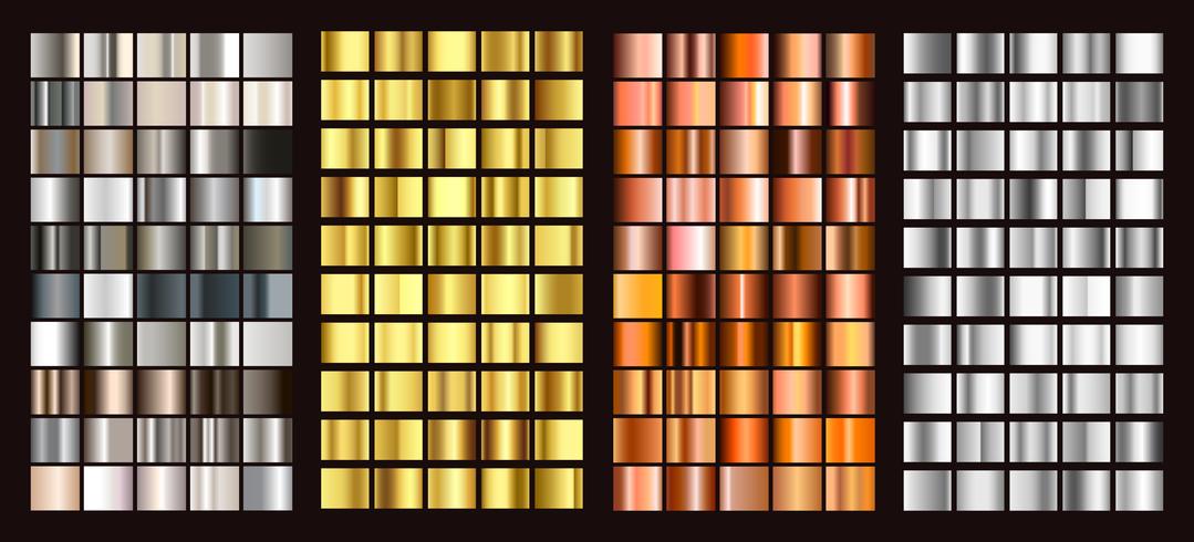 Big collection colorful gradients. Metallic gradients consisting backgrounds. Vector. vector