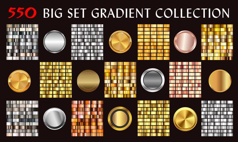 Big collection colorful gradients. Metallic gradients consisting backgrounds. Vector. vector