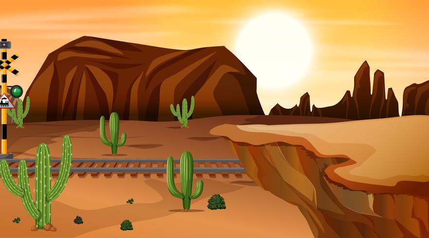 A hot desert scene vector