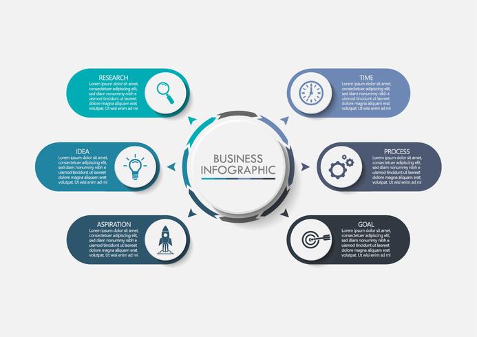 Visualización de datos empresariales. Iconos de infografía de línea de tiempo diseñados para la plantilla de fondo abstracto vector