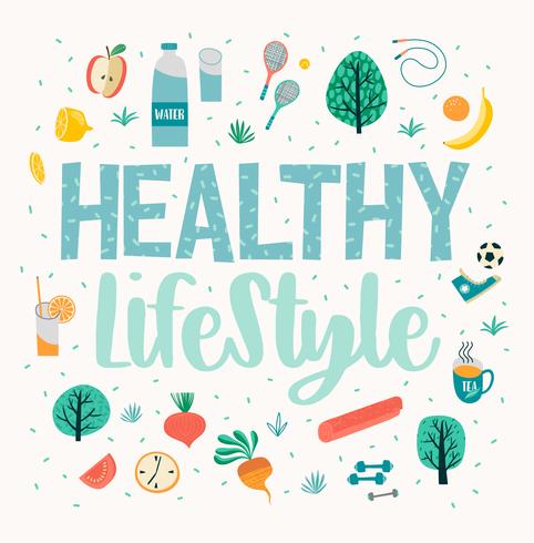 Healthy lifestyle vector illustration. Design elements for graphic module.