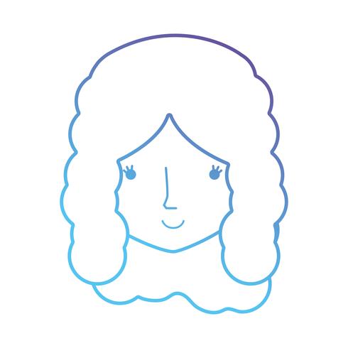 línea avatar mujer cabeza con peinado vector