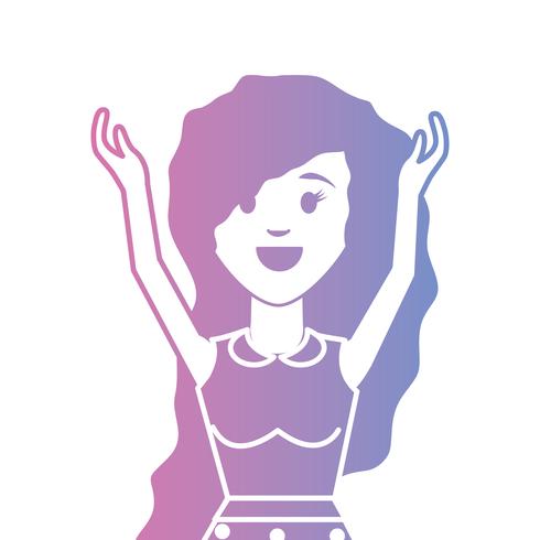 line woman with hairstyle and blouse design vector