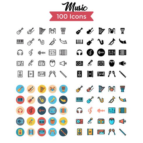 music icon set vector