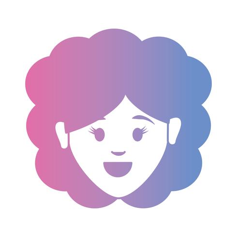 línea avatar mujer cabeza con peinado vector