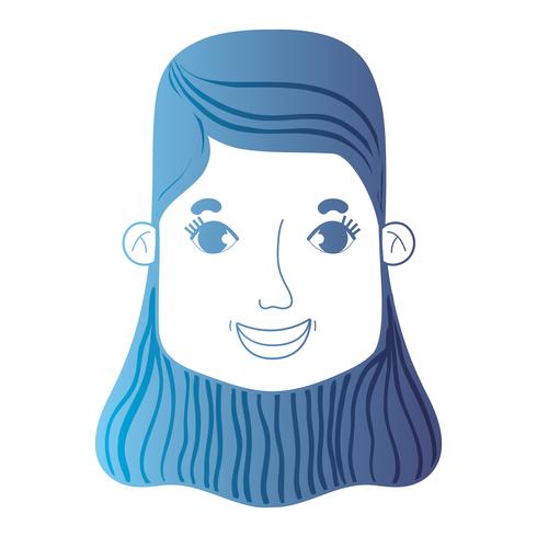 línea avatar mujer cabeza con peinado vector