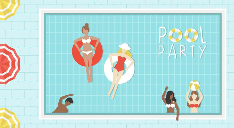 Pool Party, Top view Swimming pool vector
