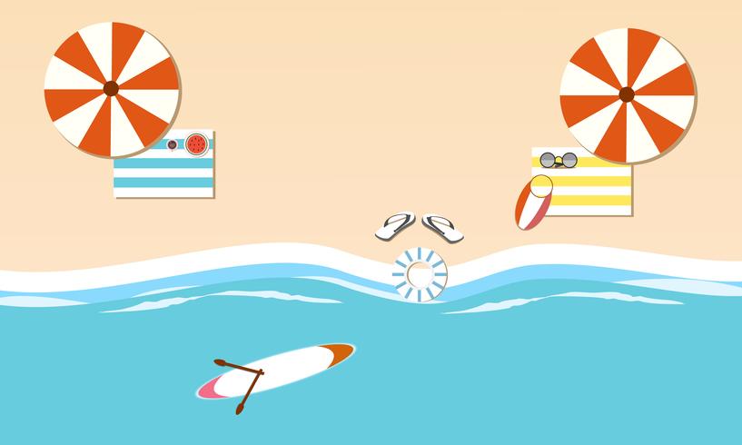 Top view of island beach in summer. Vector illustration flat design. Background for copy space